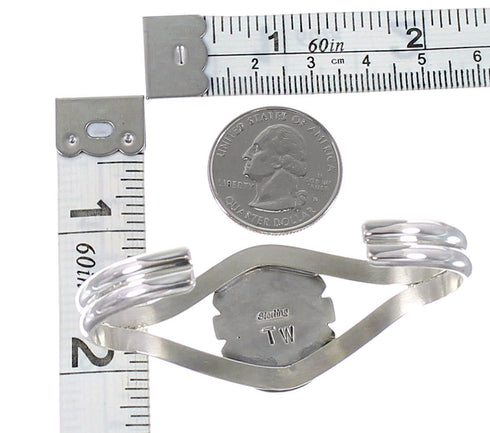 Genuine Sterling Silver Multicolor Inlay Southwest Cuff Bracelet RX95929